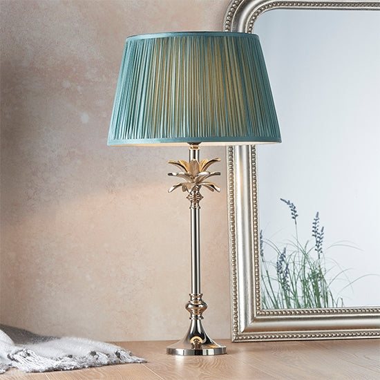 Leaf And Freya Medium Fir Shade Table Lamp In Polished Nickel