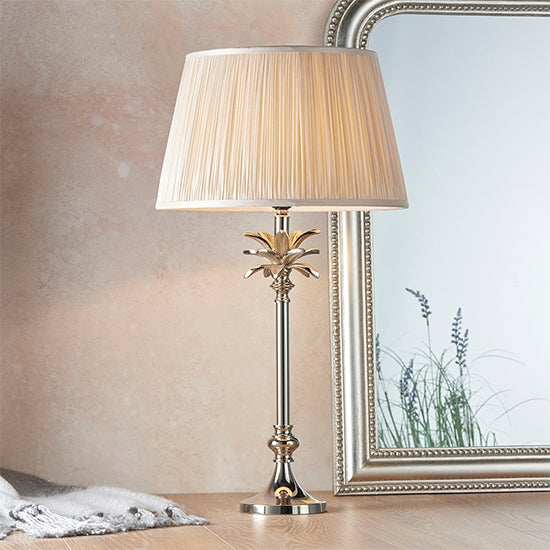 Leaf And Freya Medium Oyster Shade Table Lamp In Polished Nickel