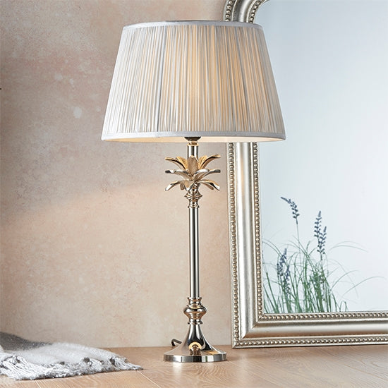 Leaf And Freya Medium Silver Shade Table Lamp In Polished Nickel