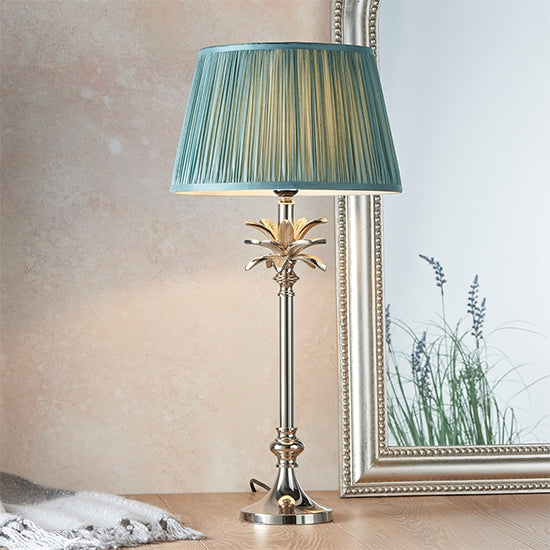 Leaf And Freya Small Fir Shade Table Lamp In Polished Nickel