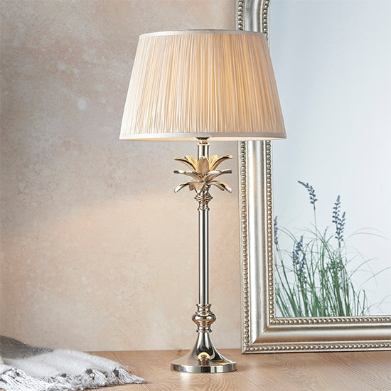 Leaf And Freya Small Oyster Shade Table Lamp In Polished Nickel