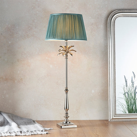 Leaf And Freya Tall Fir Shade Table Lamp In Polished Nickel