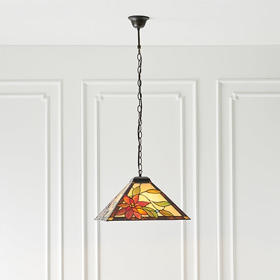 Lelani Medium Tiffany Glass Ceiling Pendant Light In Dark Bronze