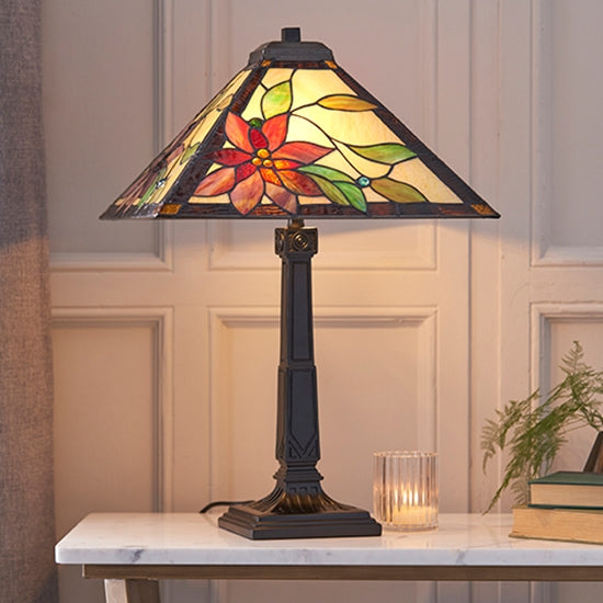 Lelani Medium Tiffany Glass Table Lamp In Dark Bronze