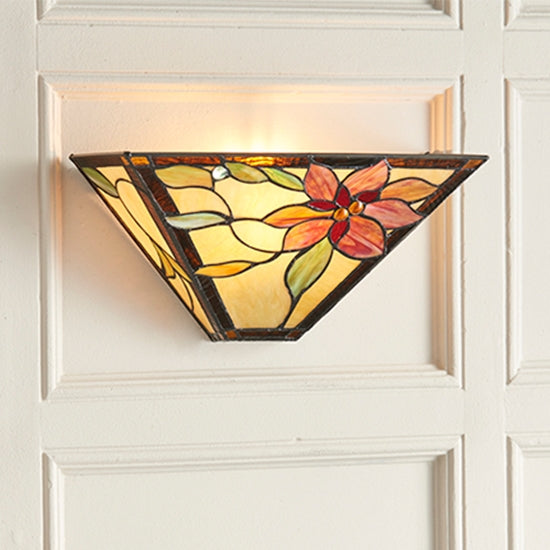 Lelani Tiffany Glass Wall Light In Dark Bronze