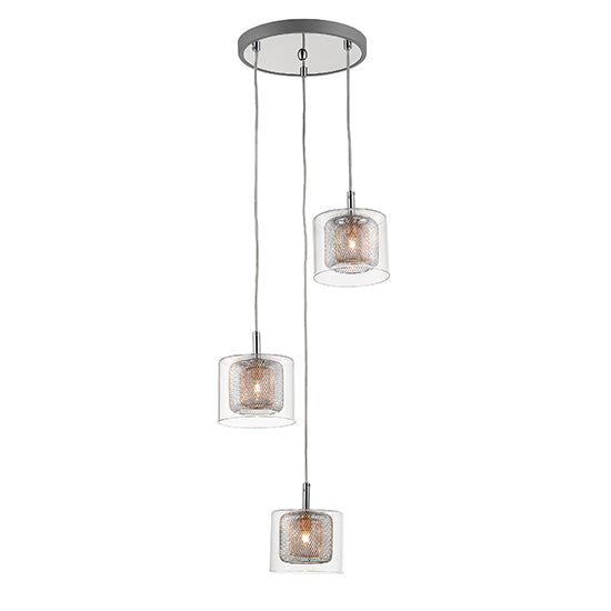 Lewisham 3 Glass Shade Bulbs Decorative Ceiling Pendant Light In Copper