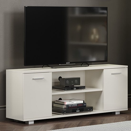 Lido Wooden Widescreen 2 Doors TV Stand In White High Gloss