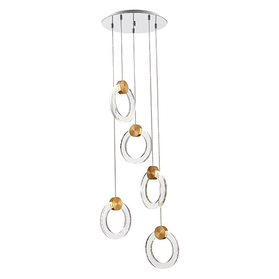 Linton 5 Spherical Shaped Glass Decorative Ceiling Pendant Light In Gold