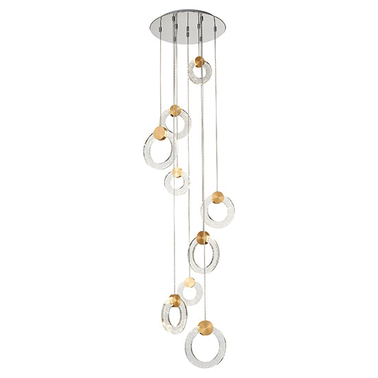 Linton 9 Spherical Shaped Glass Decorative Ceiling Pendant Light In Gold