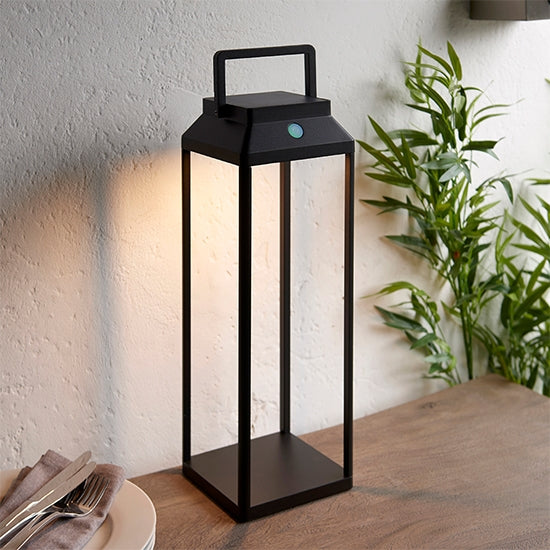 Linterna Tall Table Lamp In Textured Black With White Pc Diffuser