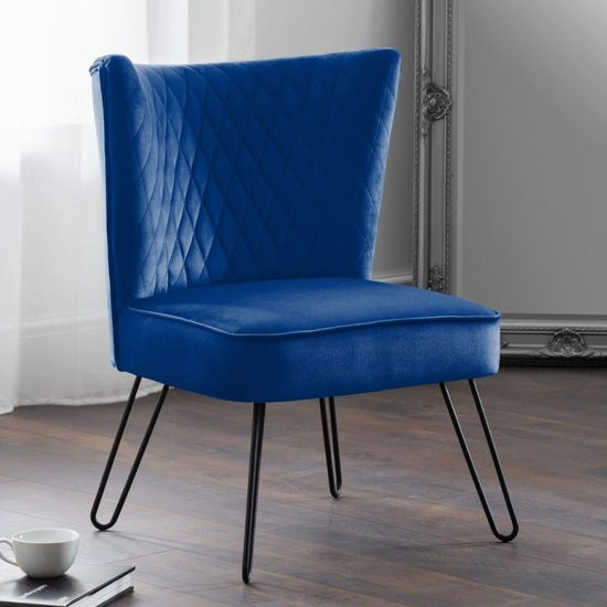 Lisbon Velvet Bedroom Chair In Blue