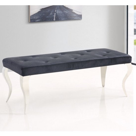 Liyana Velvet Dining Bench In Black