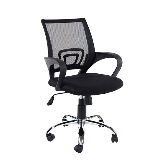 Loft Black Mesh Back Study Chair With Black Fabric Seat