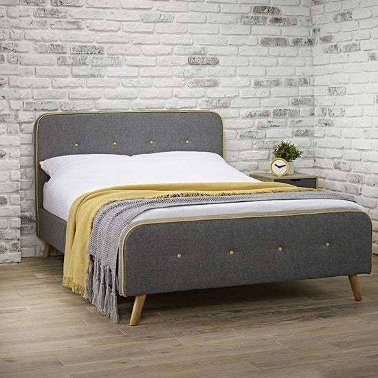 Loft Fabric Upholstered King Size Bed In Grey