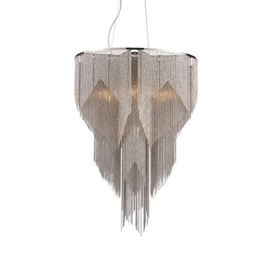 Loire 7 Lights Ceiling Pendant Light In Bright Nickel And Silver