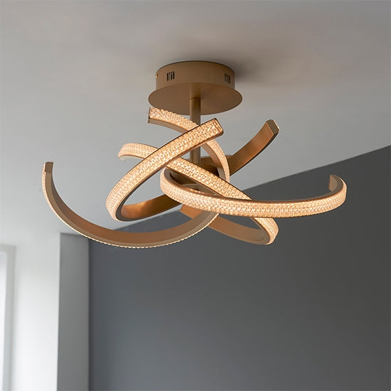 Lorenzo 4 Lights Semi Flush Ceiling Light In Satin Gold