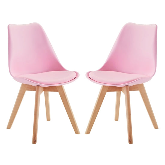 Louvre Baby Pink Dining Chairs In Pair