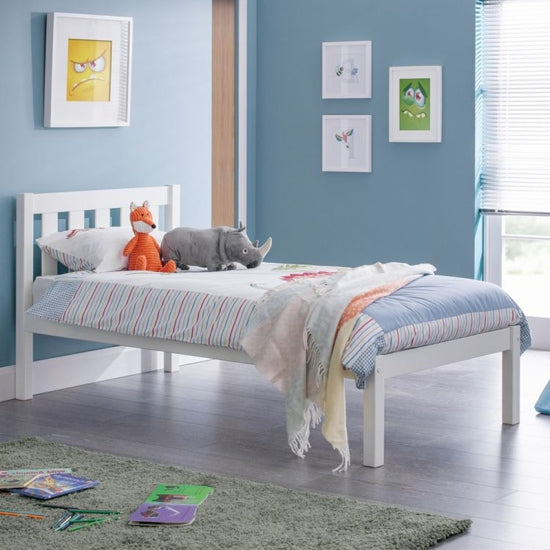 Luna Wooden Single Bed In Surf White