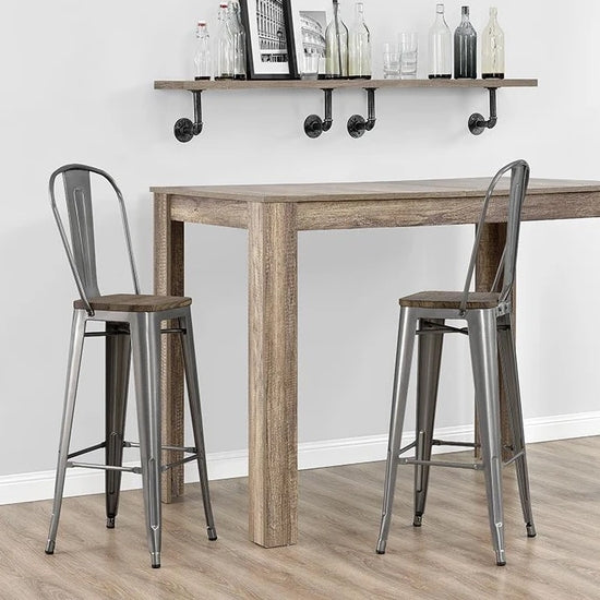 Luxor Antique Gun Metal Tall Metal Counter Bar Stools In Pair