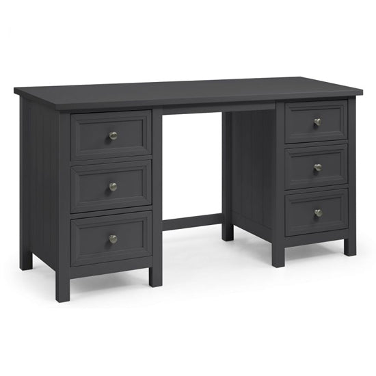 Maine Wooden Dressing Table With 6 Drawers In Anthracite