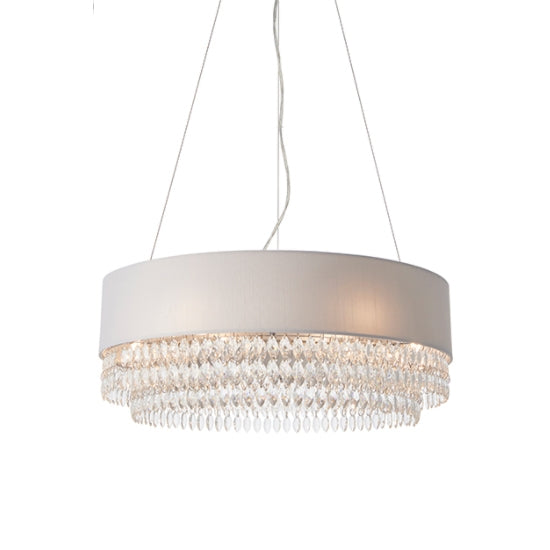 Malmesbury 6 Lights Fabric Shades Ceiling Pendant Light In Silver Grey