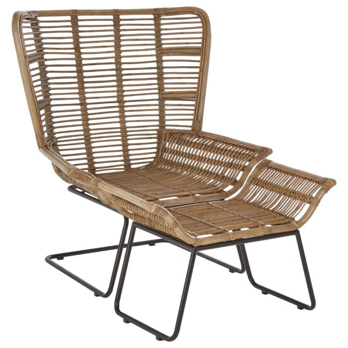 Manado Kubu Rattan Lounge Chair And Footstool In Natural