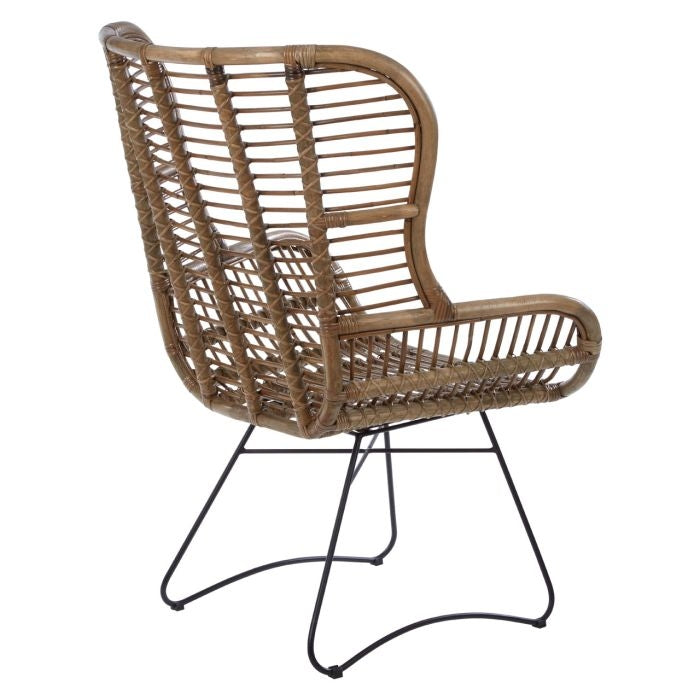 Manado Kubu Rattan Lounge Chair In Natural With Black Legs