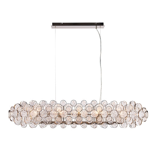 Marella 8 Lights Clear Glass Medallions Ceiling Pendant Light In Bright Nickel