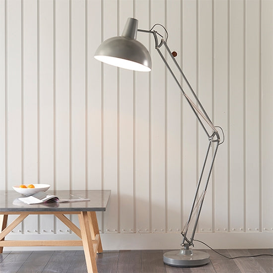 Marshall Task Floor Lamp In Slate Grey And Gloss White