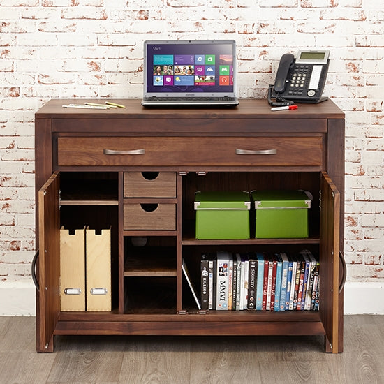 Mayan Wooden Hidden Home Office Computer Desk In Walnut