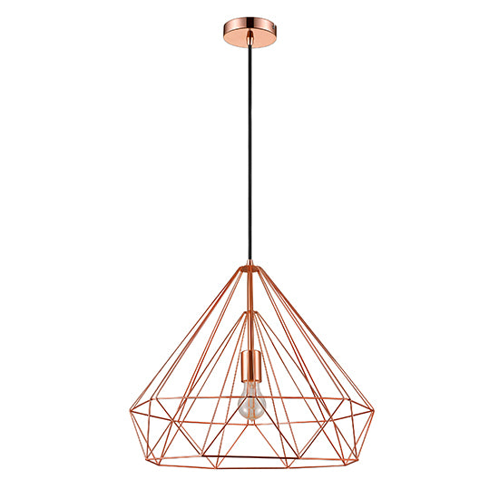 Merton 1 Bulb Double-Layered Cage Large Ceiling Pendant Light In Copper