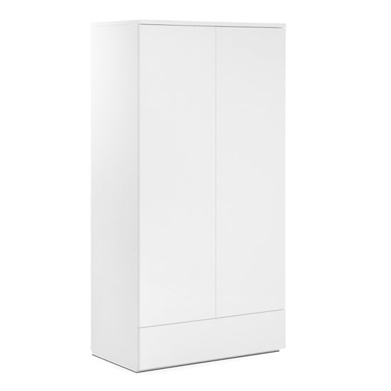 Monaco Wooden 2 Doors 1 Drawer Wardrobe In White High Gloss