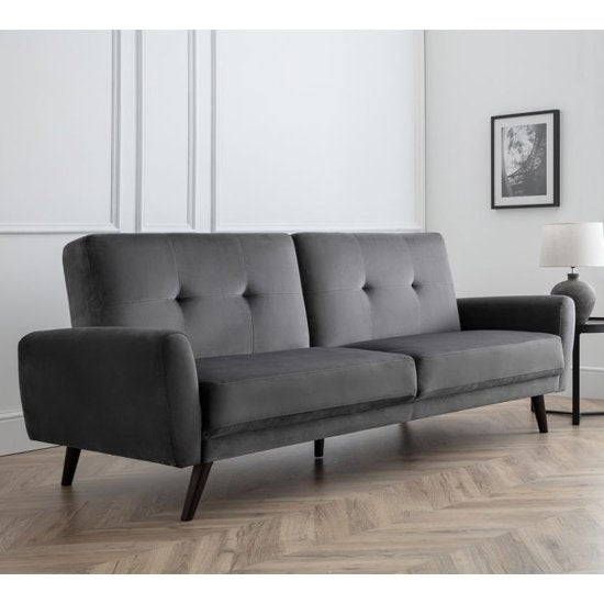 Monza Velvet Sofa Bed In Dark Grey