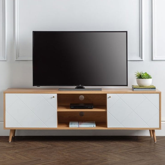 Moritz Wooden 2 Doors TV Stand In Oak And White