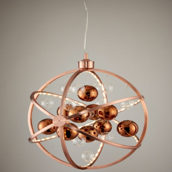 Muni 480mm Clear Glass Ceiling Pendant Light In Polished Copper