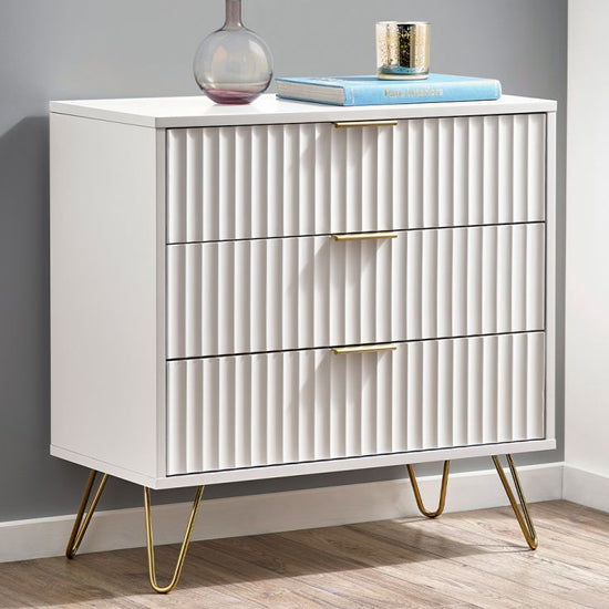 Murano Wooden Chest Of 3 Drawers In Matt White