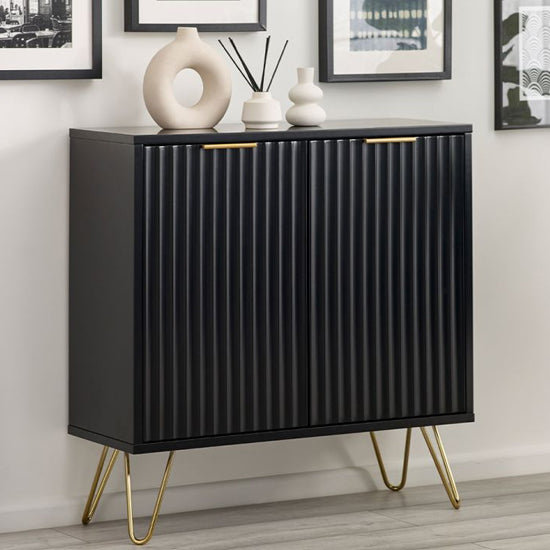 Murano Wooden Sideboard With 2 Doors In Matt Black