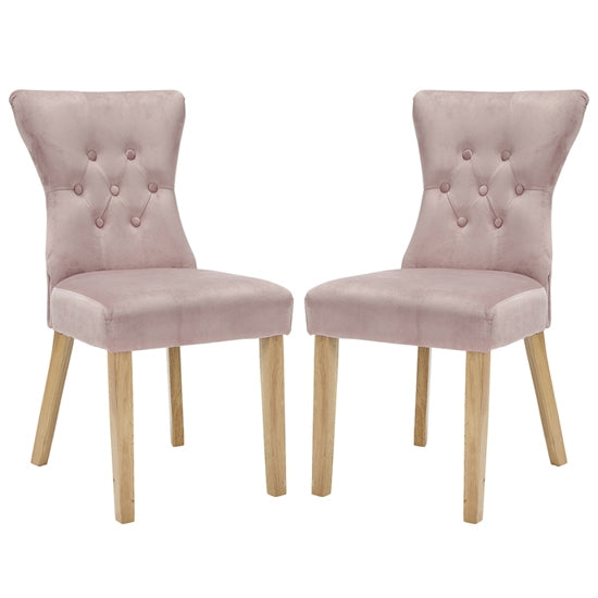 Naples Blush Pink Fabric Dining Chairs In Pair