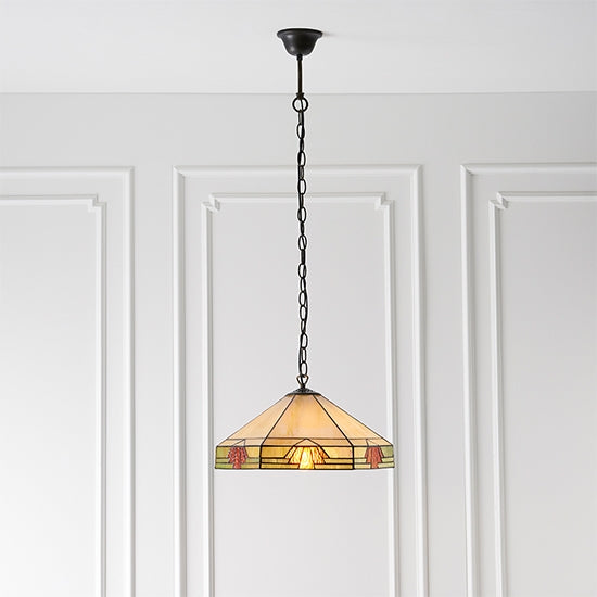 Nevada Medium Tiffany Glass Ceiling Pendant Light In Dark Bronze