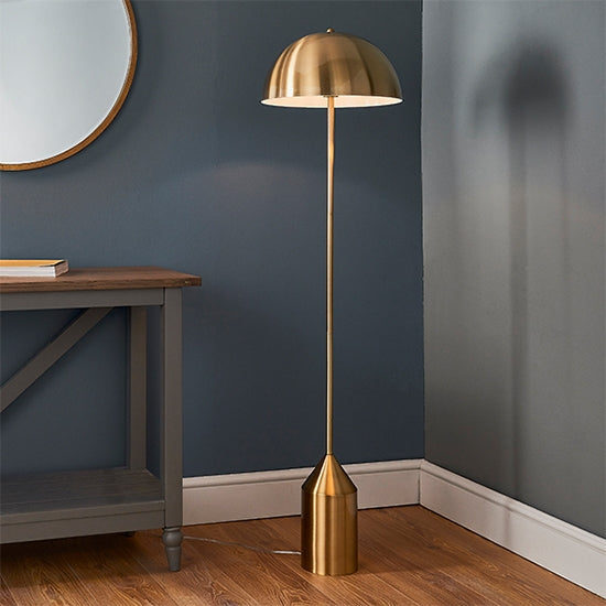 Nova LED Floor Lamp In Antique Brass And Gloss White