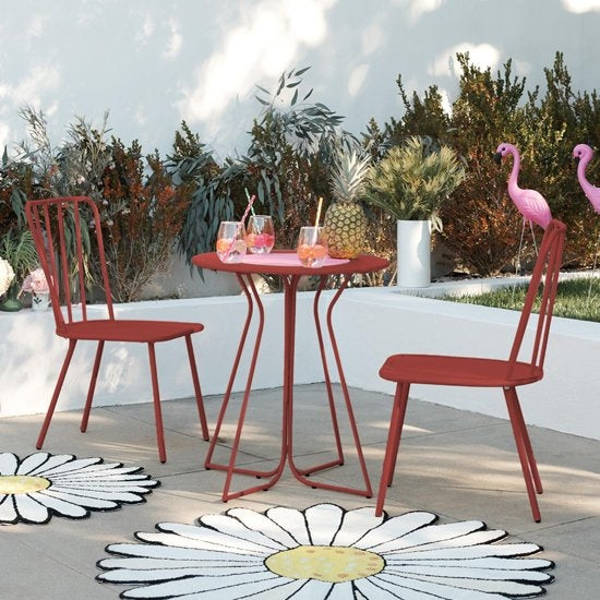 Novogratz Heidi Outdoor Metal Bistro Set In Red