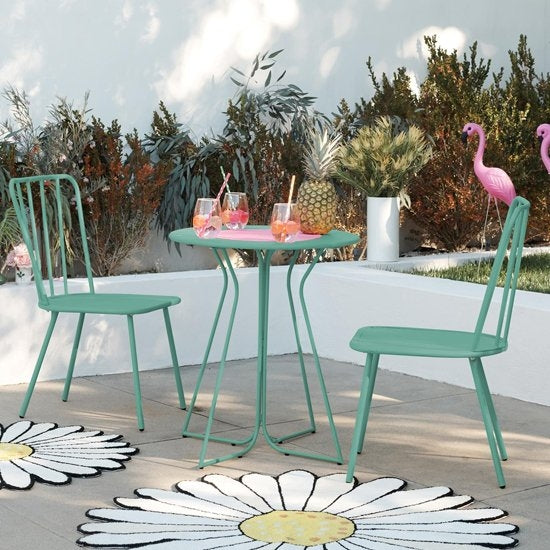 Novogratz Heidi Outdoor Metal Bistro Set In Turquoise