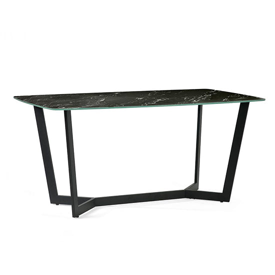 Olympus Glass Top Dining Table In Black Marble Effect