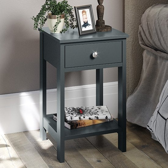 Options Shaker 1 Drawer Petite Bedside Cabinet In Dark Blue