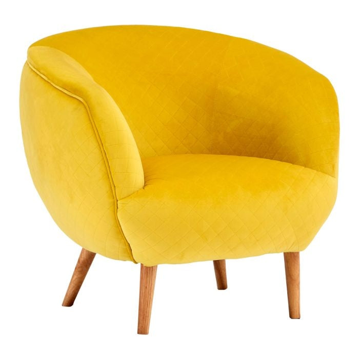 Oscar Fabric Upholstered Accent Chair In Yellow