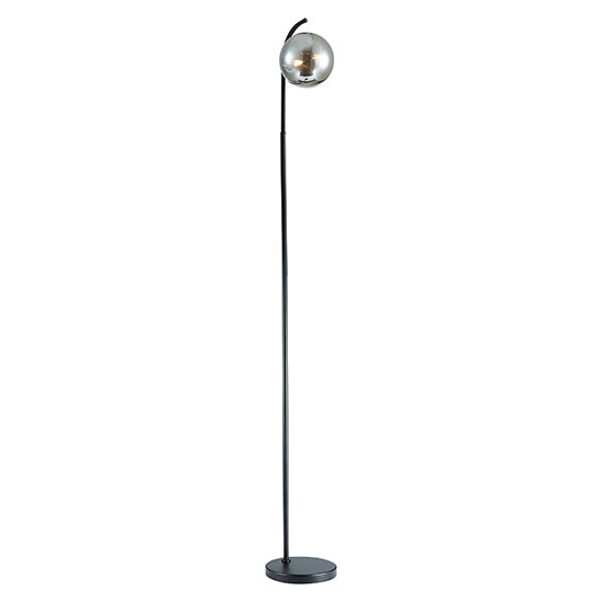 Otley 1 Smoked Glass Globe Bulb Decorative Floor Lamp In Black