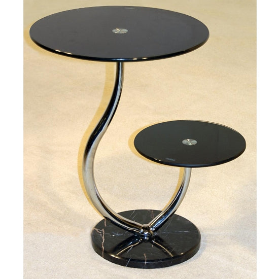 Oxshott Black Glass Telephone Table With Marble Base