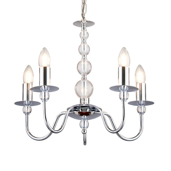 Parkstone 5 Lights Clear Glass Ceiling Pendant Light In Chrome