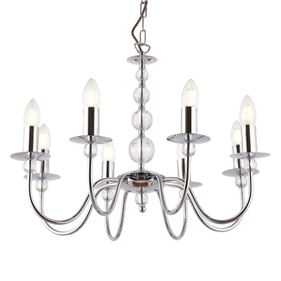 Parkstone 8 Lights Clear Glass Ceiling Pendant Light In Chrome