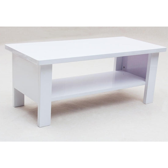 Peru Rectangular Wooden Coffee Table In High Gloss White